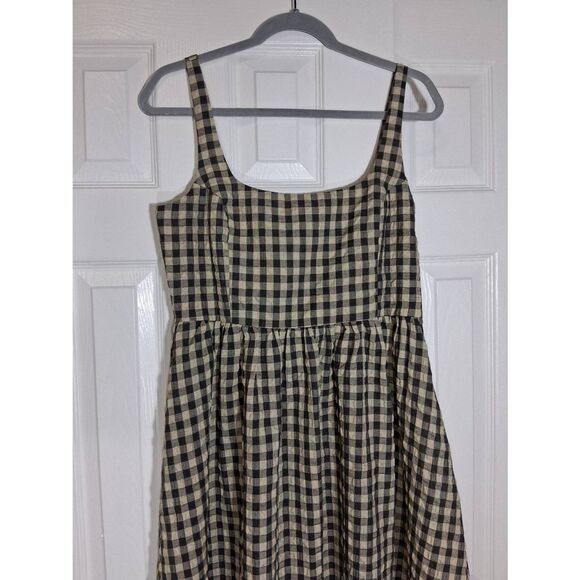 Princess polly womens size 8 long maxi dress gingham plaid brown square neck - Picture 3 of 9